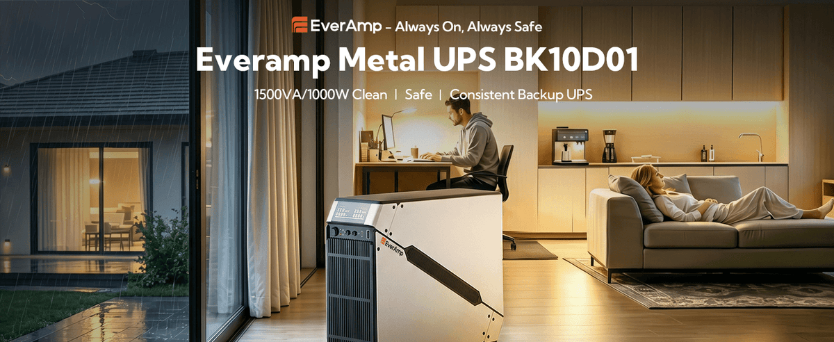 EverAmp 1500VA/1000W LiFePO₄ UPS – Ceramic White