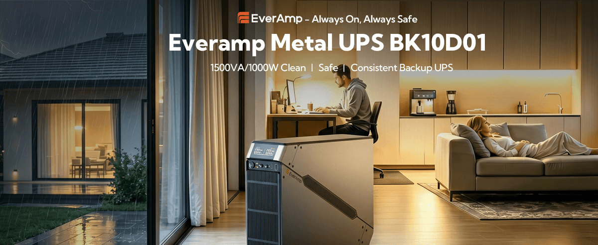 EverAmp 1500VA/1000W LiFePO₄ UPS – Metal Gray