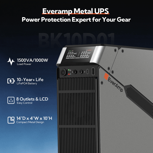EverAmp 1500VA/1000W LiFePO₄ UPS – Metal Gray